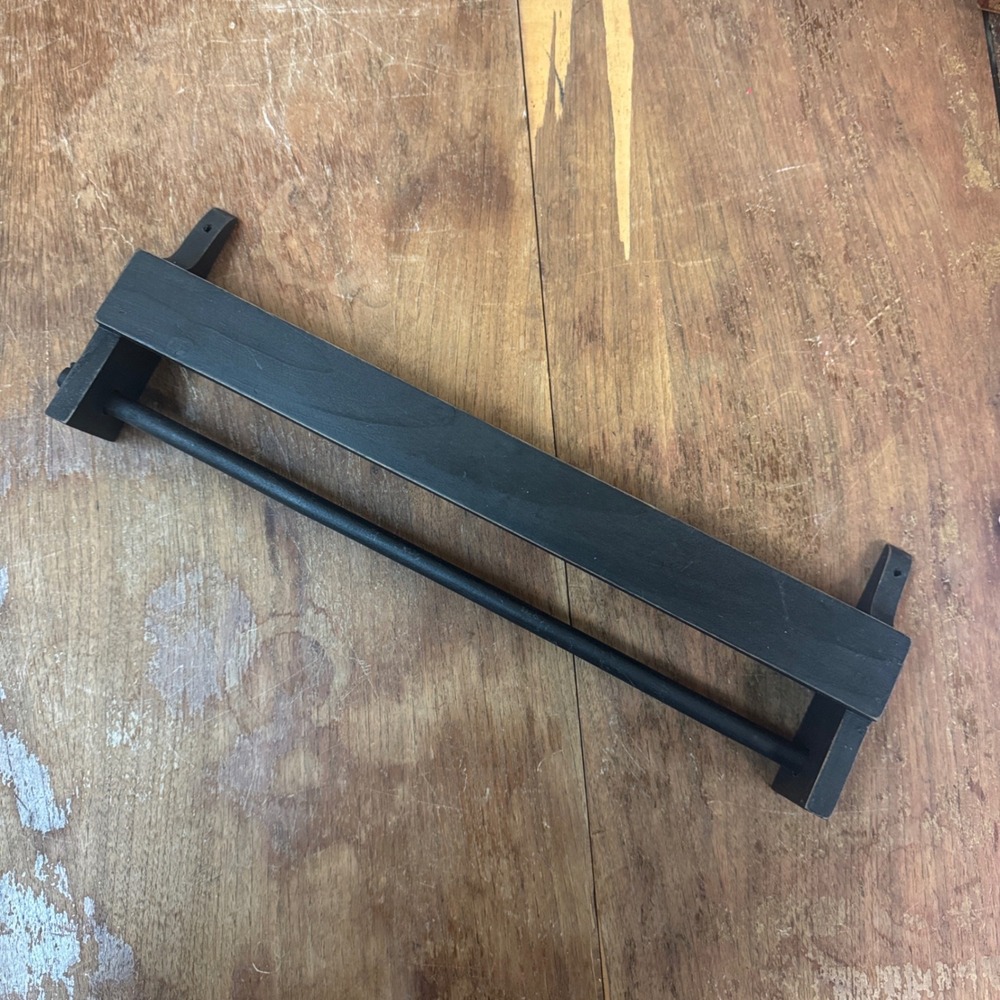 Rustic Black Wood Paper Towel Holder Wall Mount Shelf Stand Farmhouse Kitchen